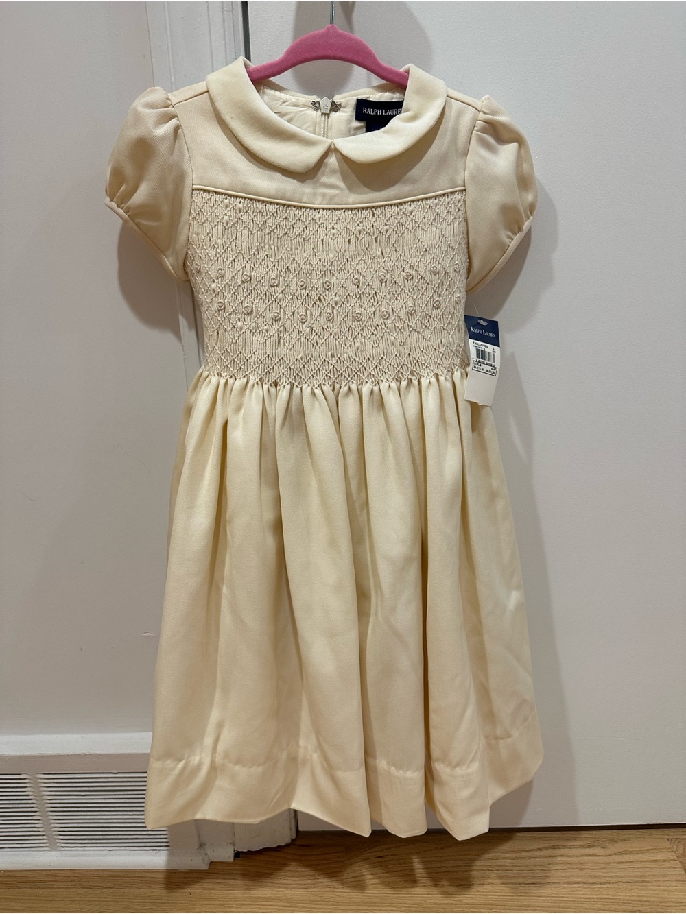 Ralph Lauren Cream Smocked Peterpan Collar Dress